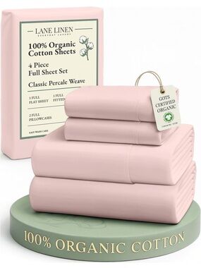 NEW LANE LINEN 100% Organic Cotton Sheets Full Size Bed. Sepia Rose